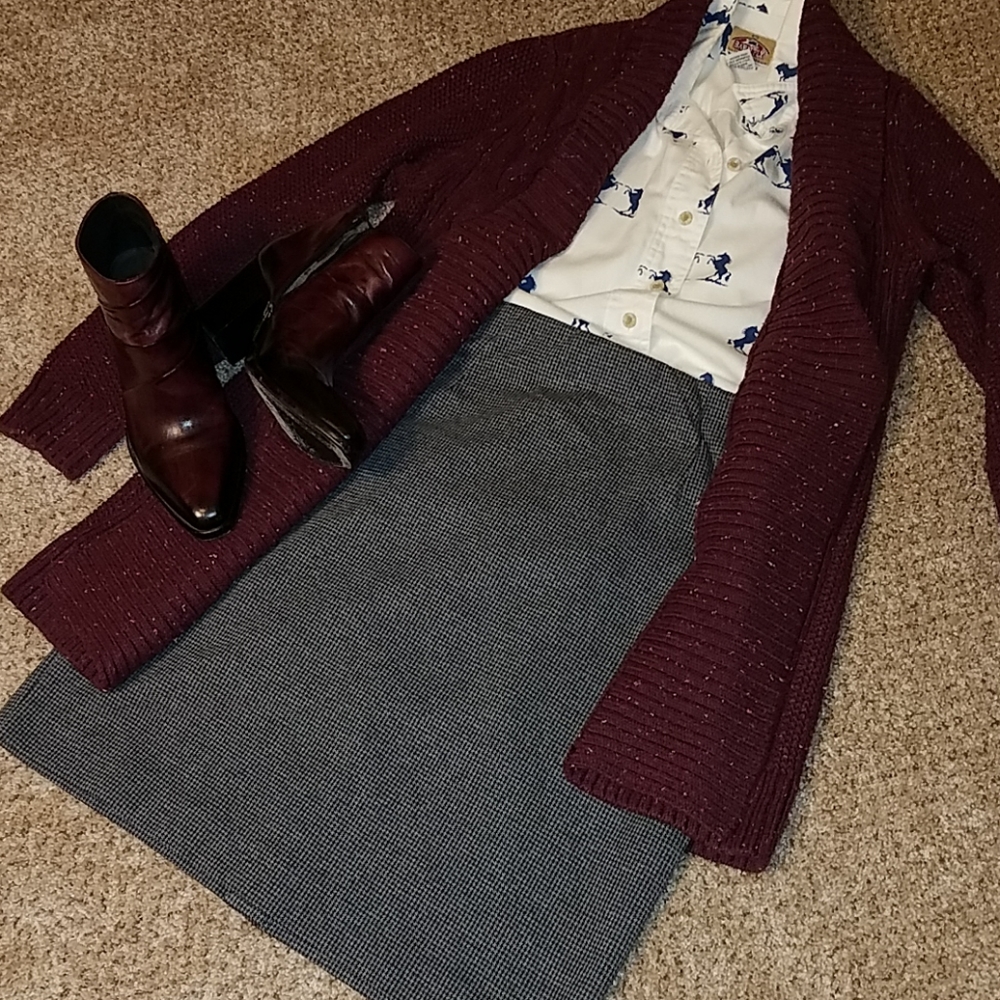 Herringbone JJill pencil skirt